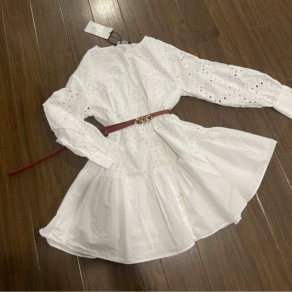 Zara white embroidery white dress